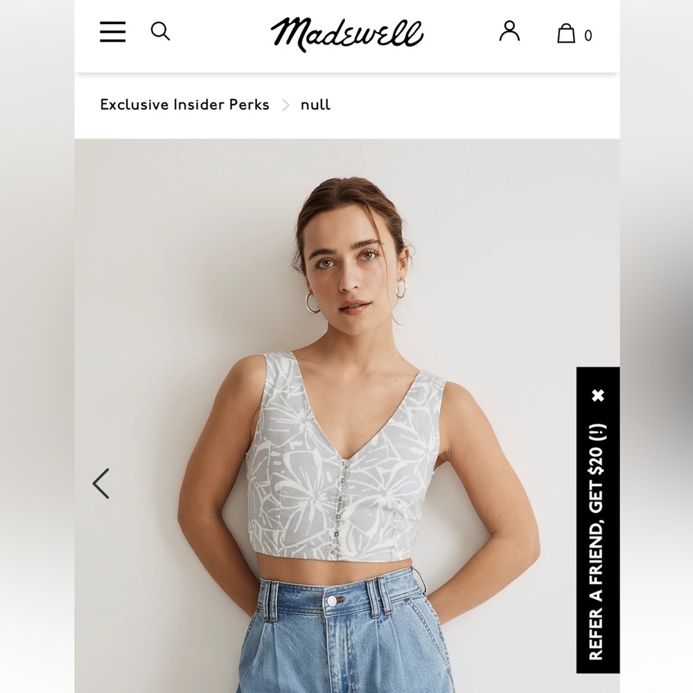 Madewell linen crop vest top
